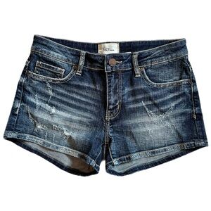 BKE Blue Jean Shorts with Distressed Cuffed Hem